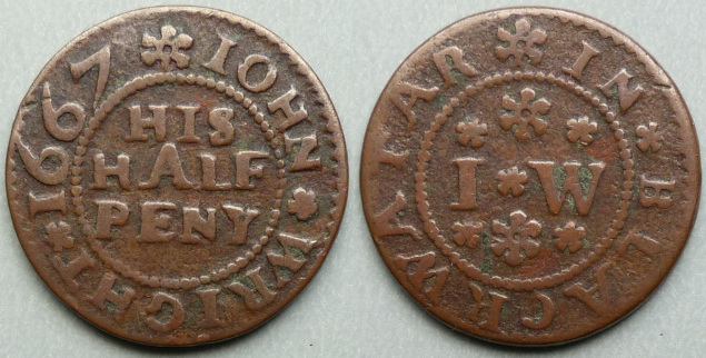 Blackwater, John Wright 1667 halfpenny Blackwater, John Wright 1667 halfpenny